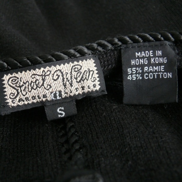 Carole Little Sweater Small Ribbon Black Knit Cardigan Boho - Picture 5 of 8